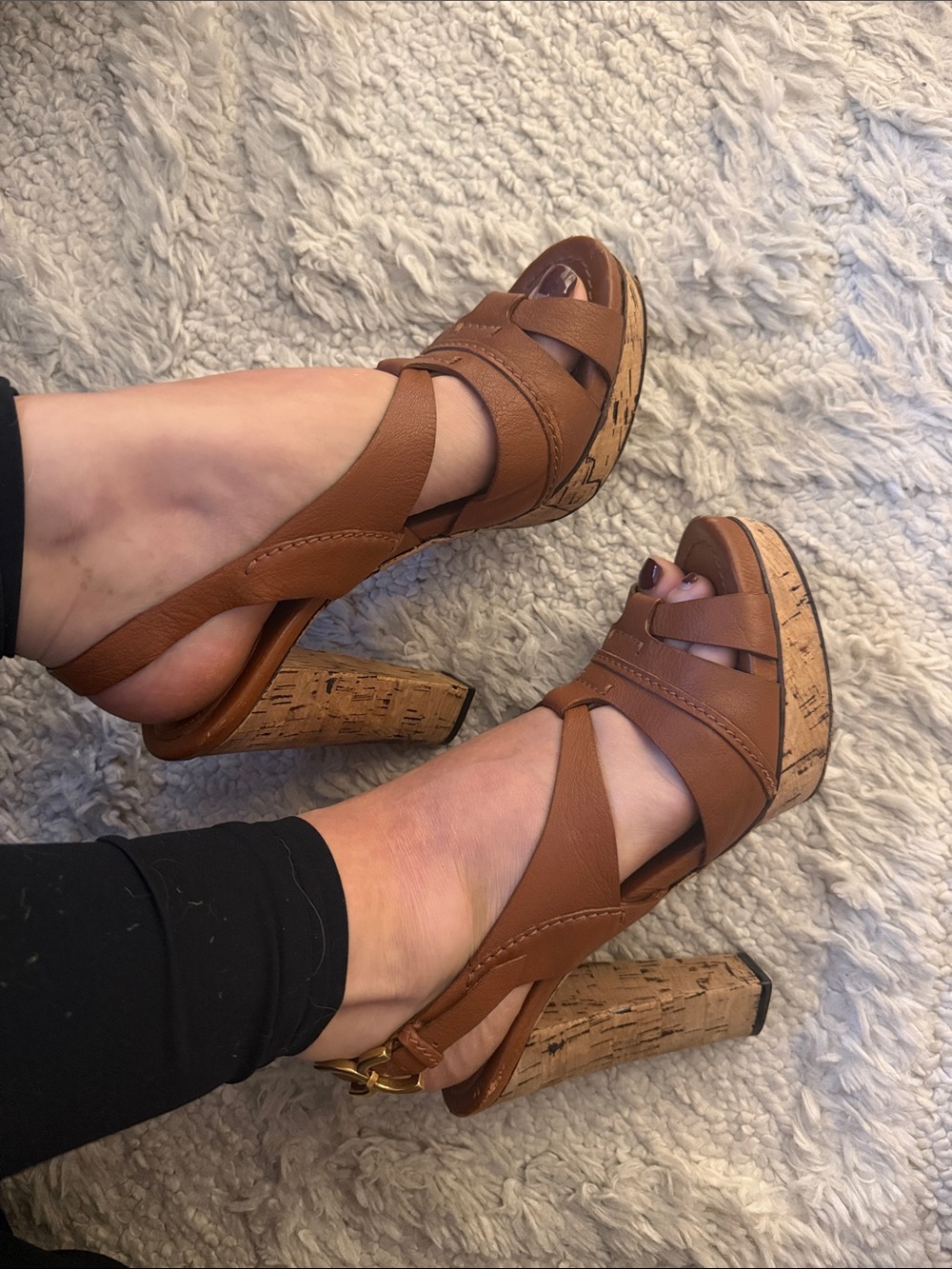 Chloe Brown Leather Strappy Sandals